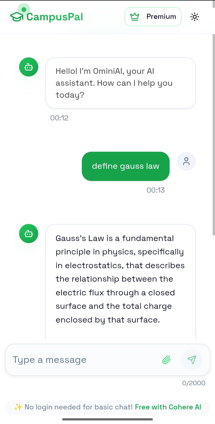 CampusPal AI Chat Interface